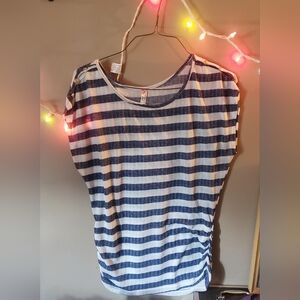 1X Plus Chris& Carol Blue and White Striped Blouse